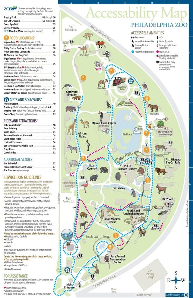 Mapa parku zoo w Filadelfii